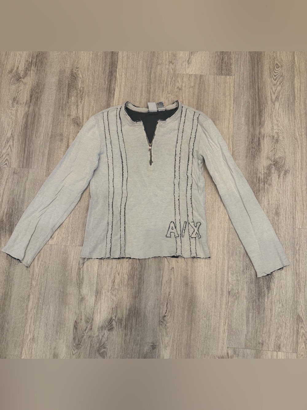 Armani‎ Exchange A|X Gray Quarter Zip Long Sleeve Top XS Y2K 95% Cotton